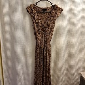 Brown and blush floral dress.